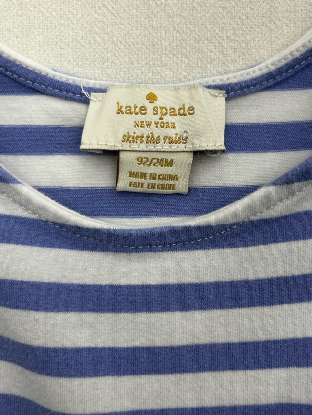 Kate Spade Toddler Blue White Stripe Bow Dress Skirt The Rules Girls Bloomers - Picture 4 of 8